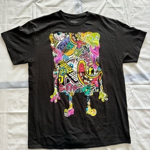 Spongebob Square Pants Black Short Sleeve Tshirt Men's Size LG Graphic Print